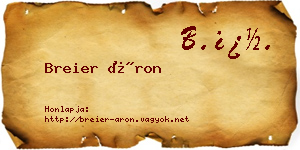 Breier Áron névjegykártya