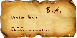 Breier Áron névjegykártya